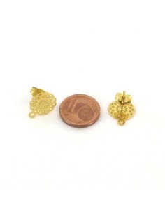 Clous puce de boucles d'oreilles en acier inoxydable doré filigrane rosace 2