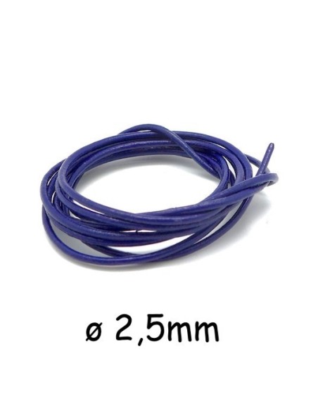 Cordon cuir 2,5mm de couleur bleu indigo violet