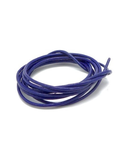 Lacet cuir rond 2mm bleu indigo violet pour création bijoux