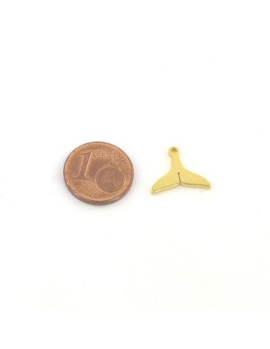 Pendentif marin, queue de baleine en acier inoxydable doré
