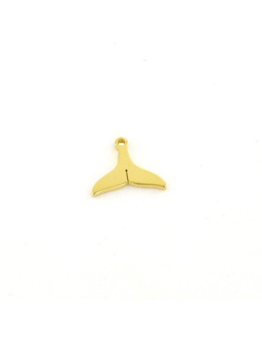 Charm en acier inox doré forme queue de baleine