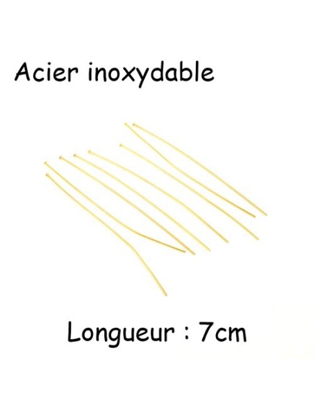 tige clou à tête plate en métal acier inox doré 7cm