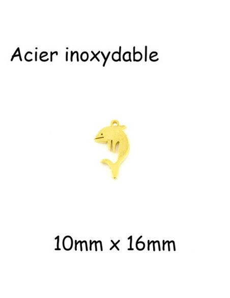 Breloque dauphin acier inoxydable doré