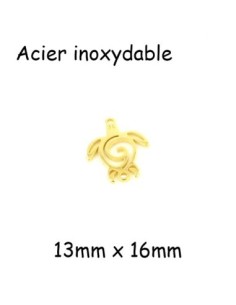 Perle connecteur tortue de mer en acier inox doré