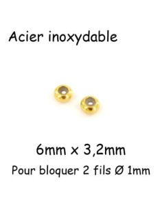 Perle stoppeur fermoir réglable doré en acier inox