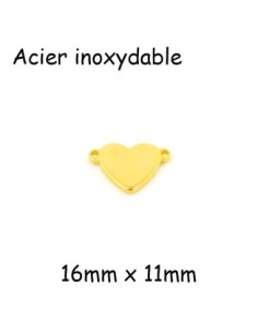 Perle connecteur coeur doré acier inoxydable pour bijoux
