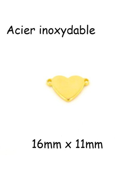 Perle connecteur coeur doré acier inoxydable pour bijoux