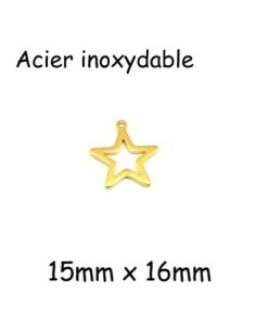 breloque étoile évidée en acier inoxydable doré