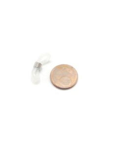 Attache cordon lunette, en silicone transparent et acier inox argenté 2
