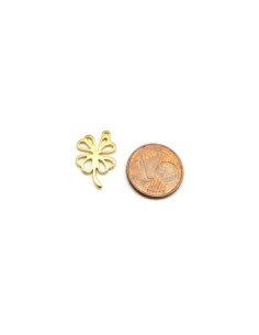 Breloque trèfle à 4 feuilles, porte-bonheur en acier inoxydable doré 2