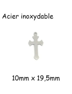 breloque croix acier inoxydable argenté