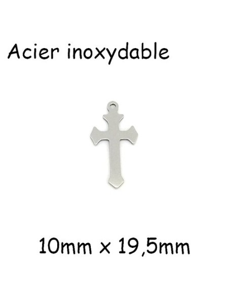 breloque croix acier inoxydable argenté