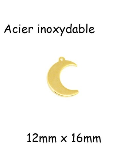 breloque lune en acier inoxydable doré