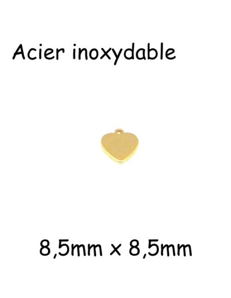 breloque sequin coeur doré acier inoxydable