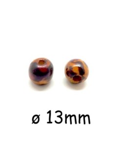 Perles rondes en bois colorées motif léopard