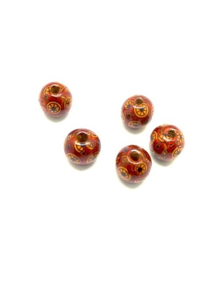 Perle ronde 15mm en bois pour décoration de noel