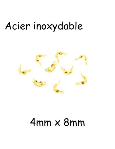 Cache-noeuds embout cordon acier inoxydable doré