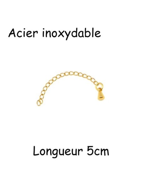 Chainette d'extension avec breloque goutte doré en acier inoxydable