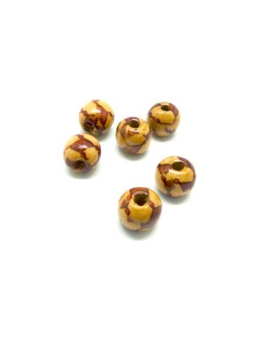 Perles en bois 11mm ronde avec motif