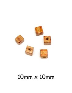 ?? Perles en bois forme cube arrondi motif marbré - 11,5 mm