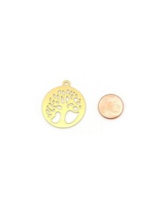 Pendentif arbre de vie en acier inoxydable doré 2