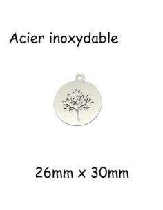 Pendentif arbre de vie en acier inoxydable argenté