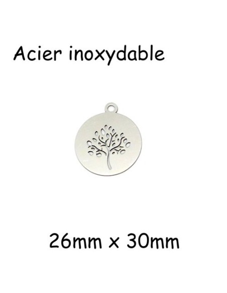 Pendentif arbre de vie en acier inoxydable argenté Pendentif arbre de vie en acier inoxydable argenté