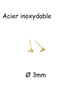 Support boucle d'oreille clou en acier inoxydable doré
