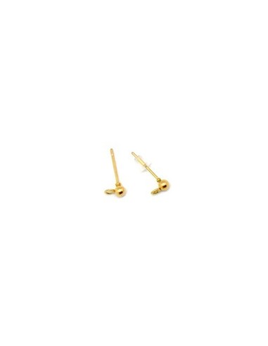 Boucle d'oreille clou à customiser en acier inox doré 3mm