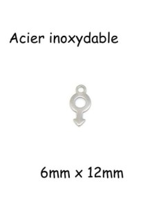 Breloques symbole masculin en acier inox argenté
