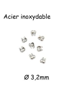 Embout en acier inox argenté pour chainette bille 3mm