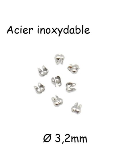 Embout en acier inox argenté pour chainette bille 3mm