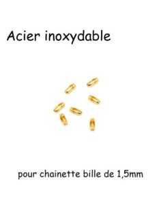 Embout fermoir pour chainette bille en acier inox doré