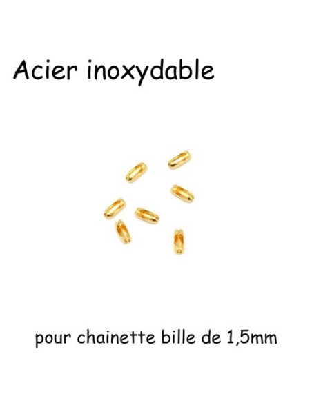 Embout fermoir pour chainette bille en acier inox doré