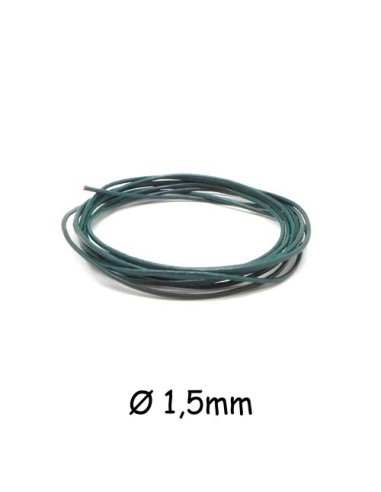 Cuir rond 1,5mm vert sapin pour création bijoux