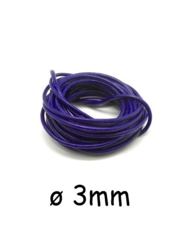Cordon cuir 3mm de couleur bleu indigo violet