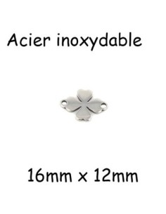 Connecteur trèfle à 4 feuilles en acier inox argenté