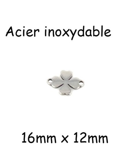 Connecteur trèfle à 4 feuilles en acier inox argenté