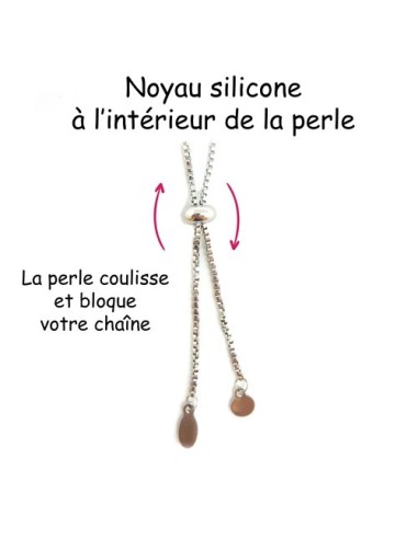 Bracelet ajustable acier inoxydable argenté pour perle connecteur