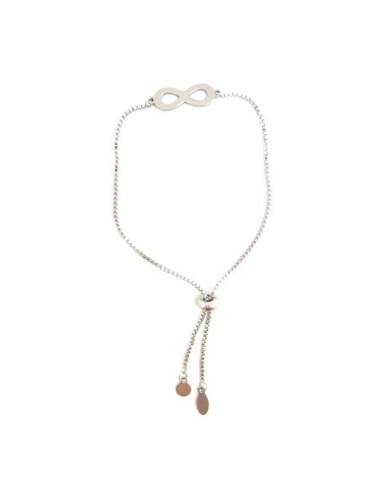 Bracelet réglable avec perle connecteur en acier inox argenté