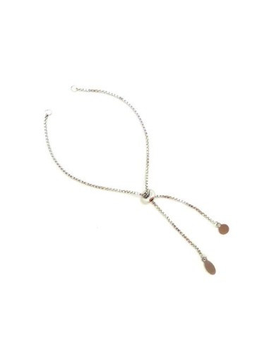 Bracelet acier inox argenté ajustable pour perle intercalaire