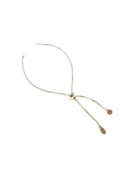 Bracelet acier inox argenté ajustable pour perle intercalaire Bracelet acier inox argenté ajustable pour perle intercalaire