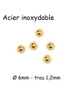 Perle ronde doré 6mm en acier inoxydable