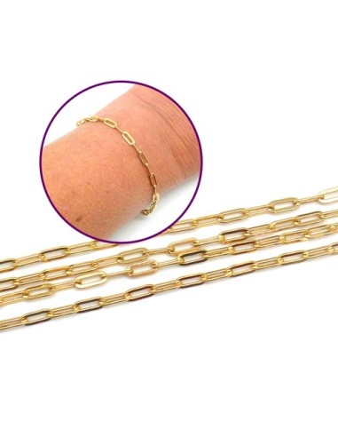 Chainette doré rectangle acier inox