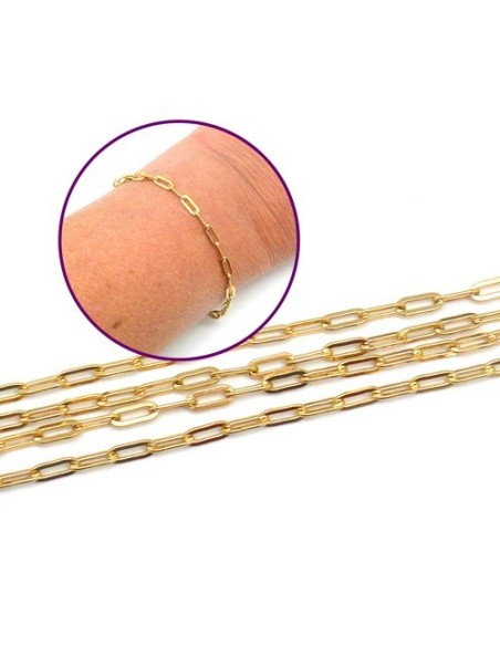 Chainette doré rectangle acier inox