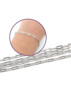 Chaine maille rectangle arrondi en acier inoxydable argenté 2