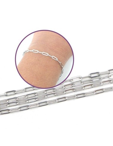 Chaine maille rectangle acier argenté