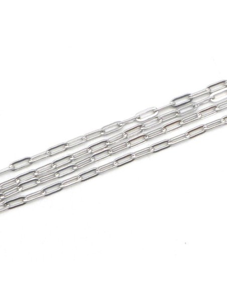 Chainette acier inox maille rectangle argenté Chainette acier inox maille rectangle argenté