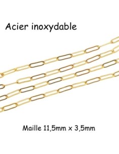 chainette maille trombone en acier inoxydable doré