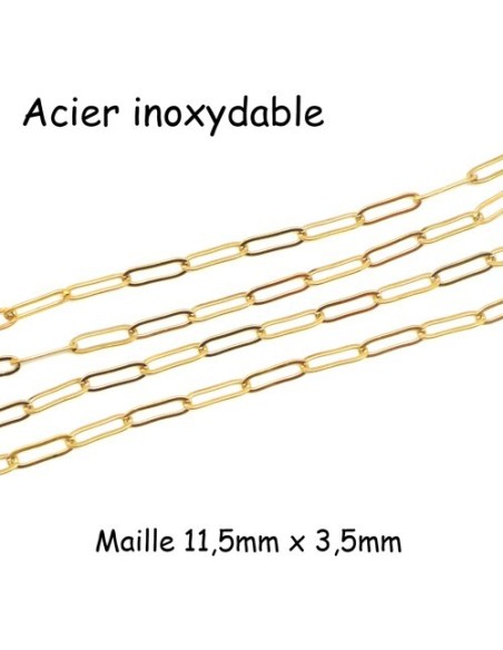 chainette maille trombone en acier inoxydable doré chainette maille trombone en acier inoxydable doré